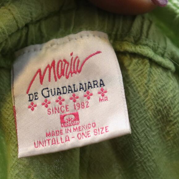 Maria de Guadalajara Skirt Green Cotton One Size Vintage Mexico Boho - Picture 8 of 8